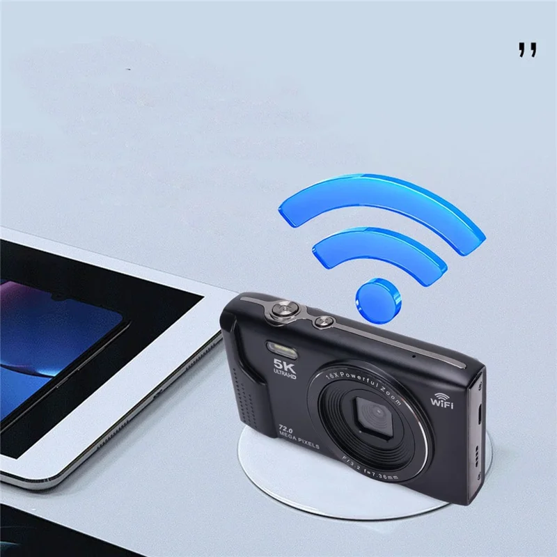 S95 Pro 5K Цифровая камера с 16-кратным зумом, WiFi, 72 МП, 2,8-дюймовым ЖК-экраном для фотосъемки с 32 ГБ карты памяти - Черный