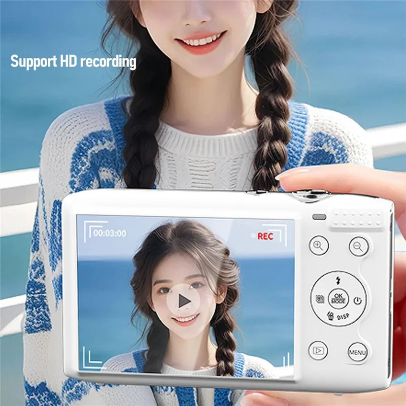 S95 Pro 5K Digital Camera 16x Zoom WiFi 72MP 2.8 Inch LCD Screen Photography Camera with 32GB Memory Card - White