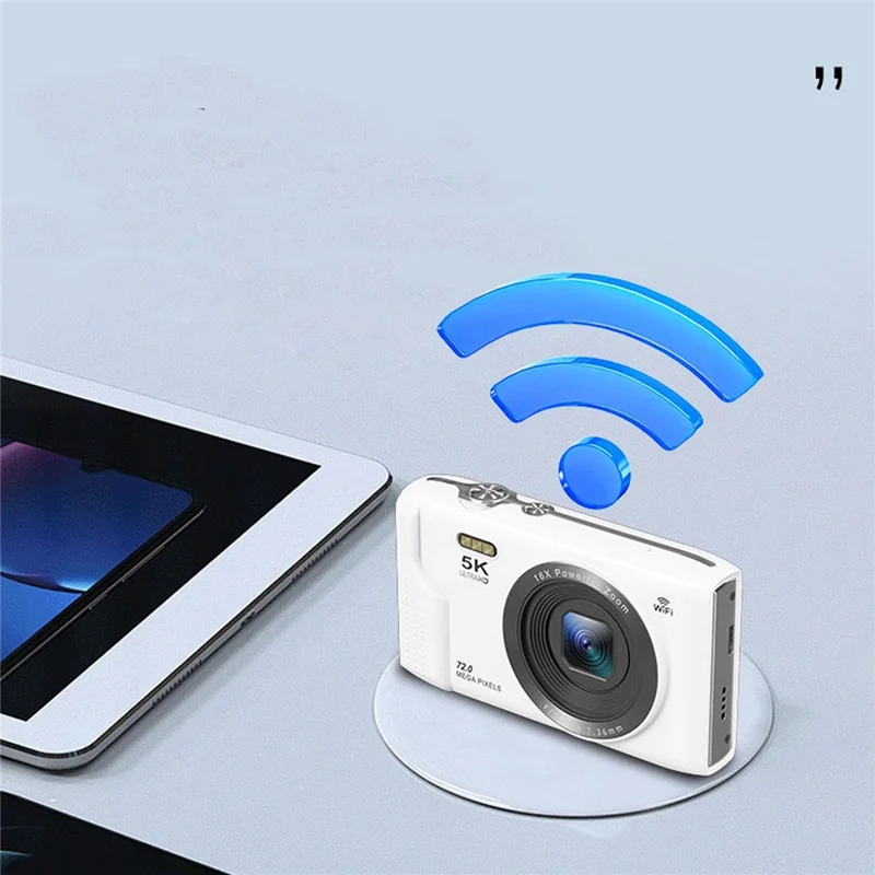 S95 Pro 5K Digital Camera 16x Zoom WiFi 72MP 2.8 Inch LCD Screen Photography Camera with 32GB Memory Card - White