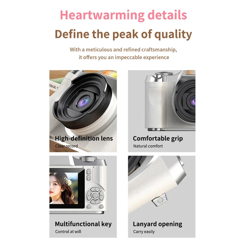 LK-012 Appareil photo numérique HD rétro avec écran IPS de 2,4 pouces pour étudiants, enregistreur vidéo - Noir