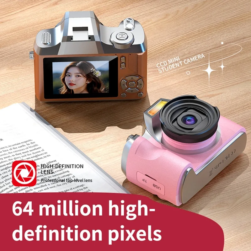 LK-012 Appareil photo numérique HD rétro avec écran IPS de 2,4 pouces pour étudiants, enregistreur vidéo - Noir