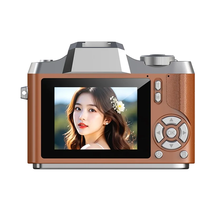 LK-012 2.4 Inch IPS Screen Retro HD CCD Camera Digital Camera for Students Video Recorder with 32GB Card - Brown