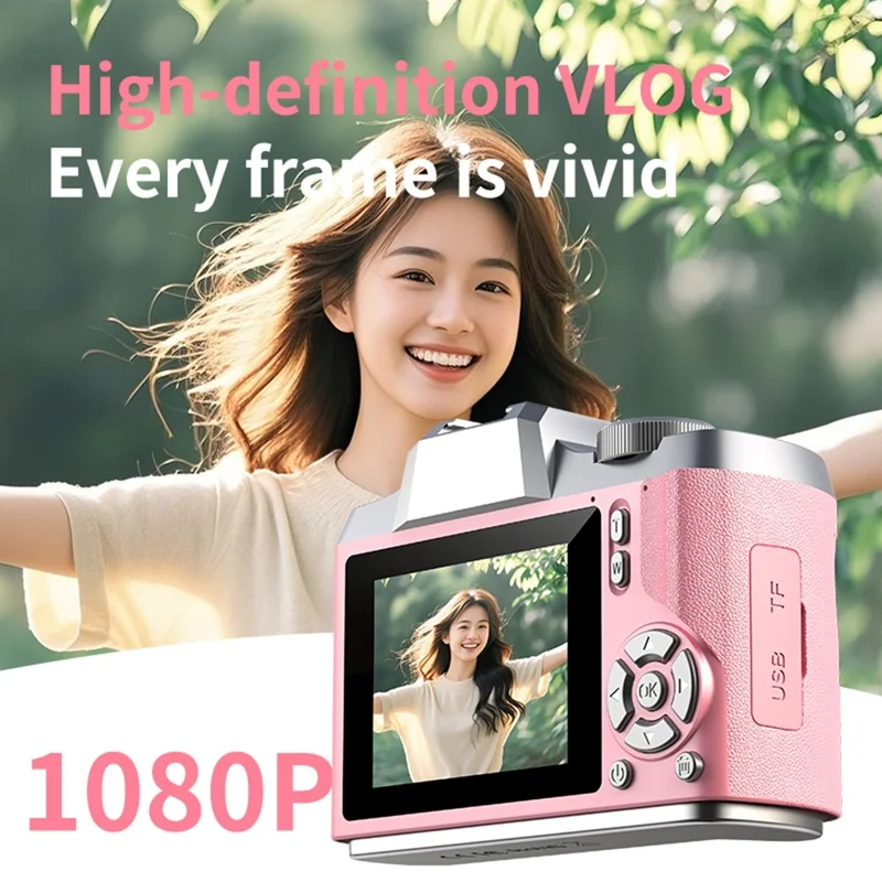 LK-012 2.4 Inch IPS Screen Retro HD CCD Camera Digital Camera for Students Video Recorder with 32GB Card - Brown