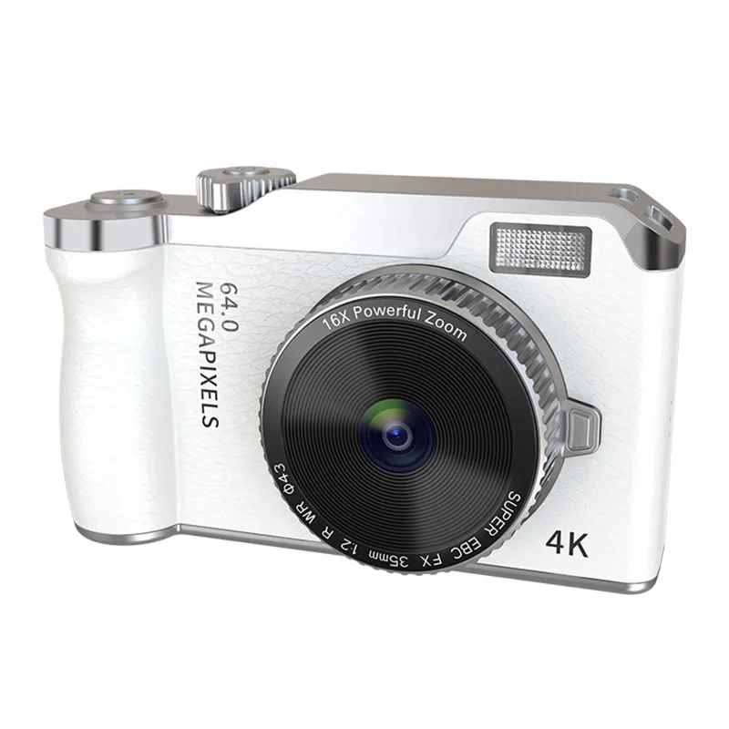 Câmera Digital Retrô Y01 com Tela IPS de 2,4 Polegadas, CCD, Zoom Digital 16X, Gravação de Vídeo em HD com Lente Dupla - Branca