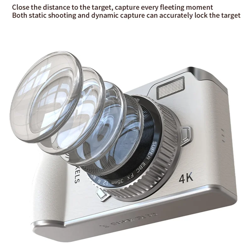 Câmera Digital Retrô Y01 com Tela IPS de 2,4 Polegadas, CCD, Zoom Digital 16X, Gravação de Vídeo em HD com Lente Dupla - Branca