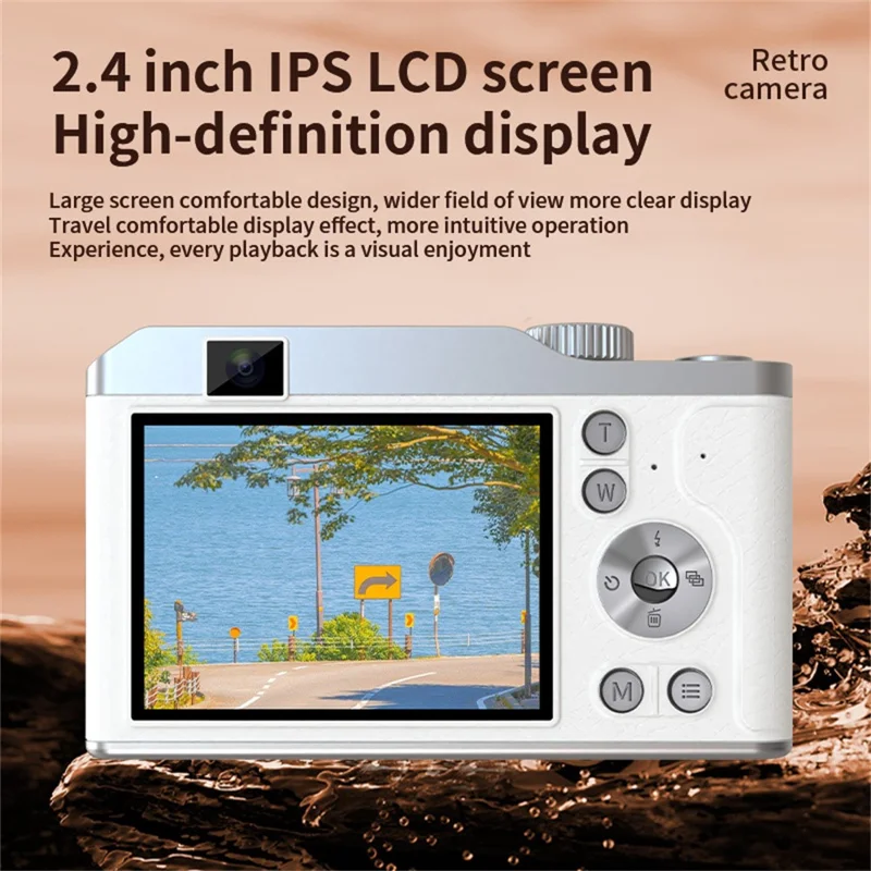 Y01 Câmera Digital Retrô com Tela IPS de 2,4 Polegadas, CCD, Zoom Digital 16X, Gravação de Vídeo HD com Lente Dupla, Cartão de 32GB + Leitor de Cartão - Preto