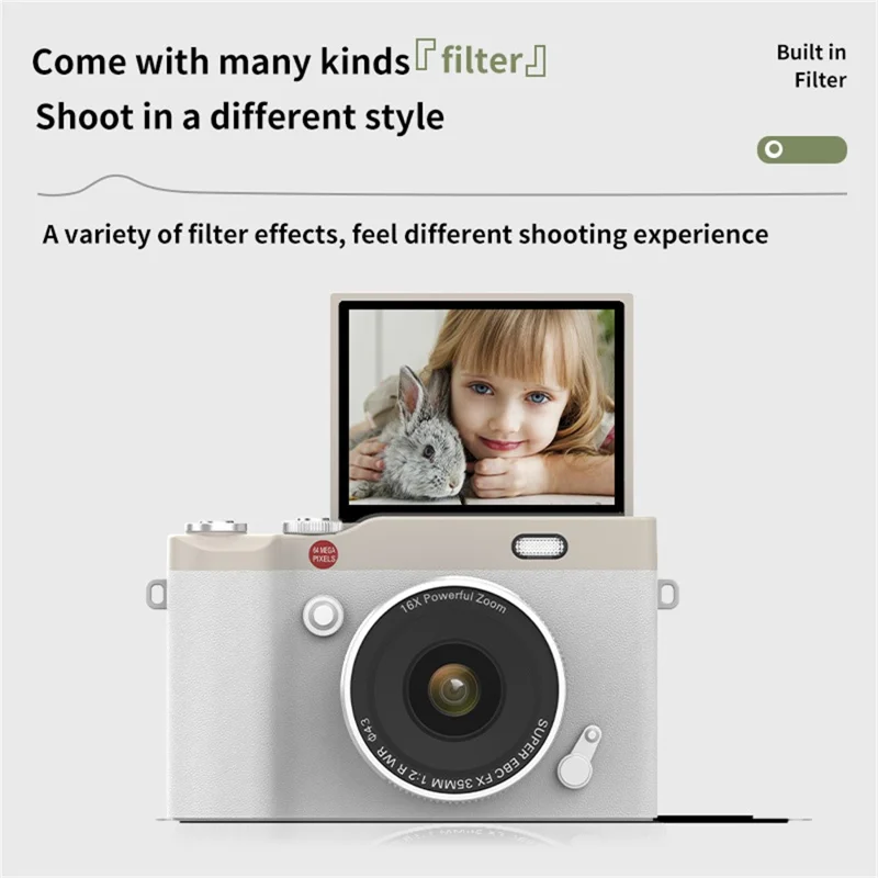 Y02 2.4 Inch Flip Screen Digital Camera for Students Retro CCD Video Recorder with Lanyard - Green