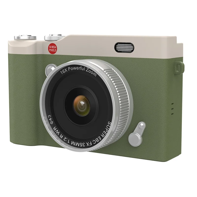Y02 Appareil photo numérique rétro à écran rabattable de 2,4 pouces pour étudiants, enregistreur vidéo CCD avec carte 32 Go + lecteur de carte - Vert