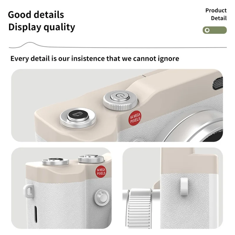 Y02 2.4 Inch Flip Screen Digital Camera for Students Retro CCD Video Recorder with 32GB Card + Card Reader - White