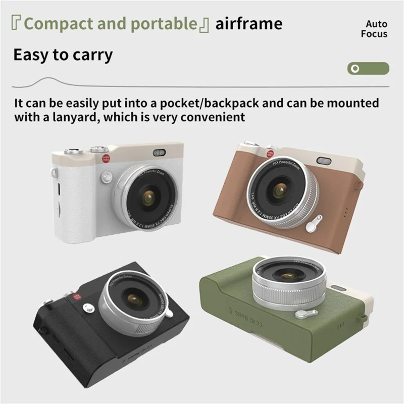 Y02 2.4 Inch Flip Screen Digital Camera for Students Retro CCD Video Recorder with 32GB Card + Card Reader - White