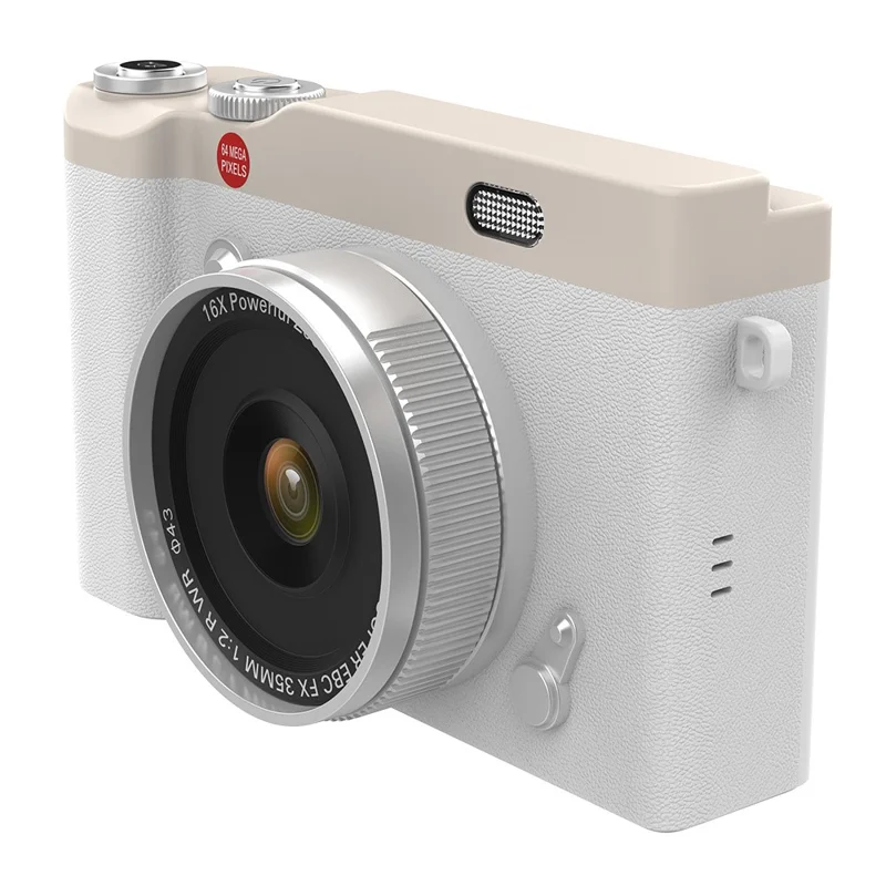 Y02 2.4 Inch Flip Screen Digital Camera for Students Retro CCD Video Recorder with 32GB Card + Card Reader - White