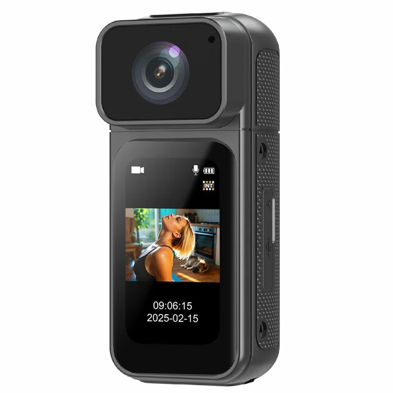 S80 Thumb Camera 2.7K Ultra HD 180 Degree Rotatable Lens 1.47 Inch IPS Screen WiFi Action Camera with 32G Memory Card - Black