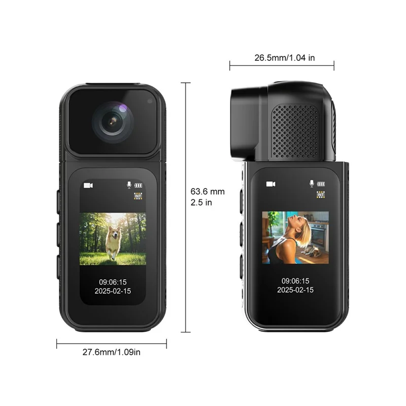 S80 Thumb Camera 2.7K Ultra HD 180 Degree Rotatable Lens 1.47 Inch IPS Screen WiFi Action Camera with 32G Memory Card - Black