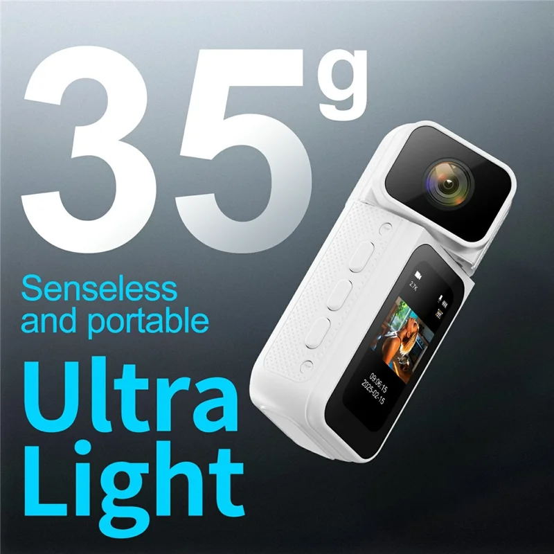 S80 Thumb Camera 2.7K Ultra HD 180 Degree Rotatable Lens 1.47 Inch IPS Screen WiFi Action Camera with 32G Memory Card - Black