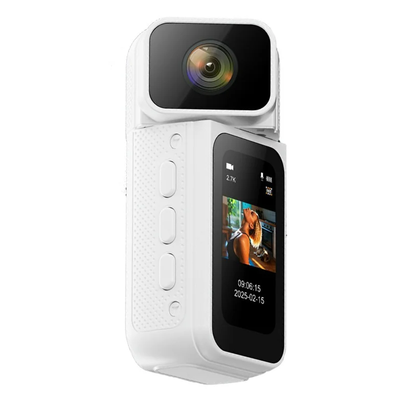 S80 Thumb Camera 2.7K Ultra HD 180 Degree Rotatable Lens 1.47 Inch IPS Screen WiFi Action Camera with 32G Memory Card - White