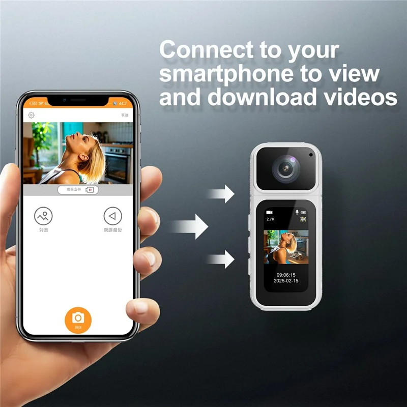 S80 Thumb Camera 2.7K Ultra HD 180 Degree Rotatable Lens 1.47 Inch IPS Screen WiFi Action Camera with 32G Memory Card - White