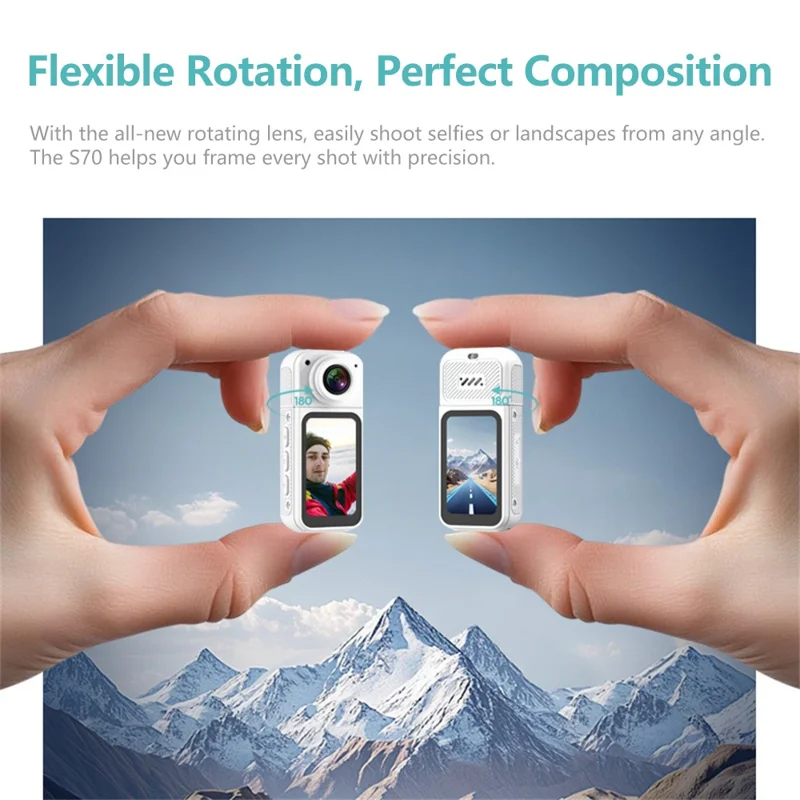 S70 Thumb Camera Rotation Lens WiFi DV Camera 2.7K HD First Person View Sports Cycling Camera with 32G Memory Card - Black