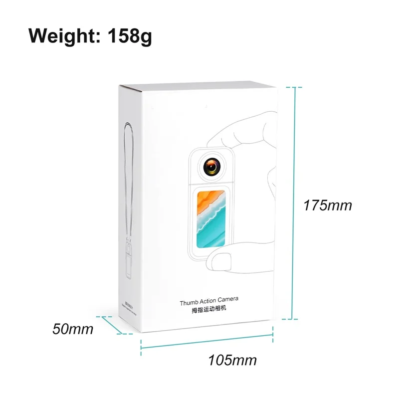 S70 Thumb Camera Rotation Lens WiFi DV Camera 2.7K HD First Person View Sports Cycling Camera with 32G Memory Card - Black