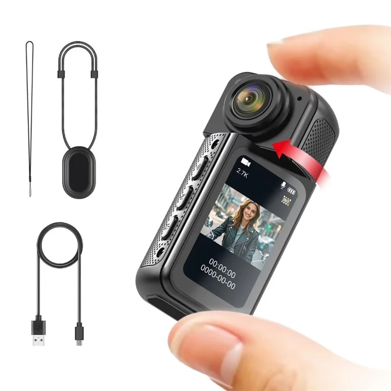 S70 Thumb Camera Rotation Lens WiFi DV Camera 2.7K HD First Person View Sports Cycling Camera with 32G Memory Card - Black