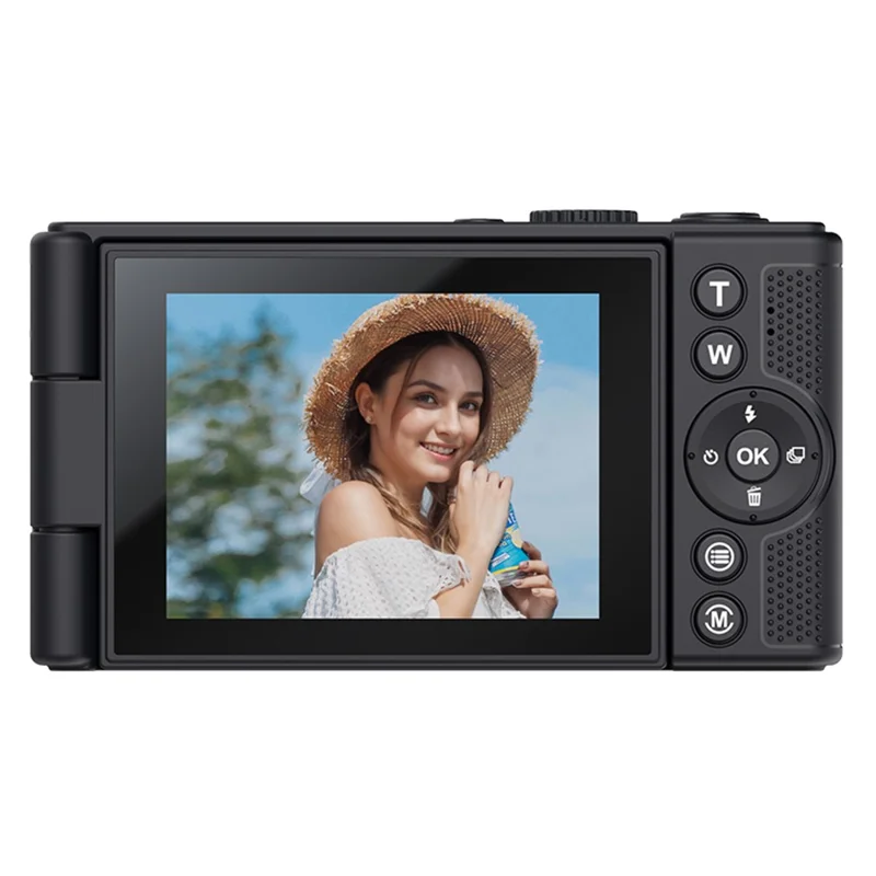 Fotocamera digitale H01 con schermo ribaltabile da 2,8 pollici, zoom 18X, sensore CCD, registrazione video HD - Nero