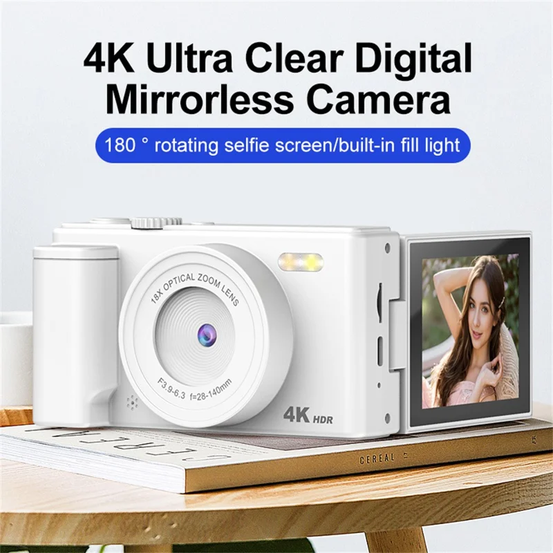 Fotocamera digitale H01 con schermo ribaltabile da 2,8 pollici, zoom 18X, sensore CCD, registrazione video HD - Nero