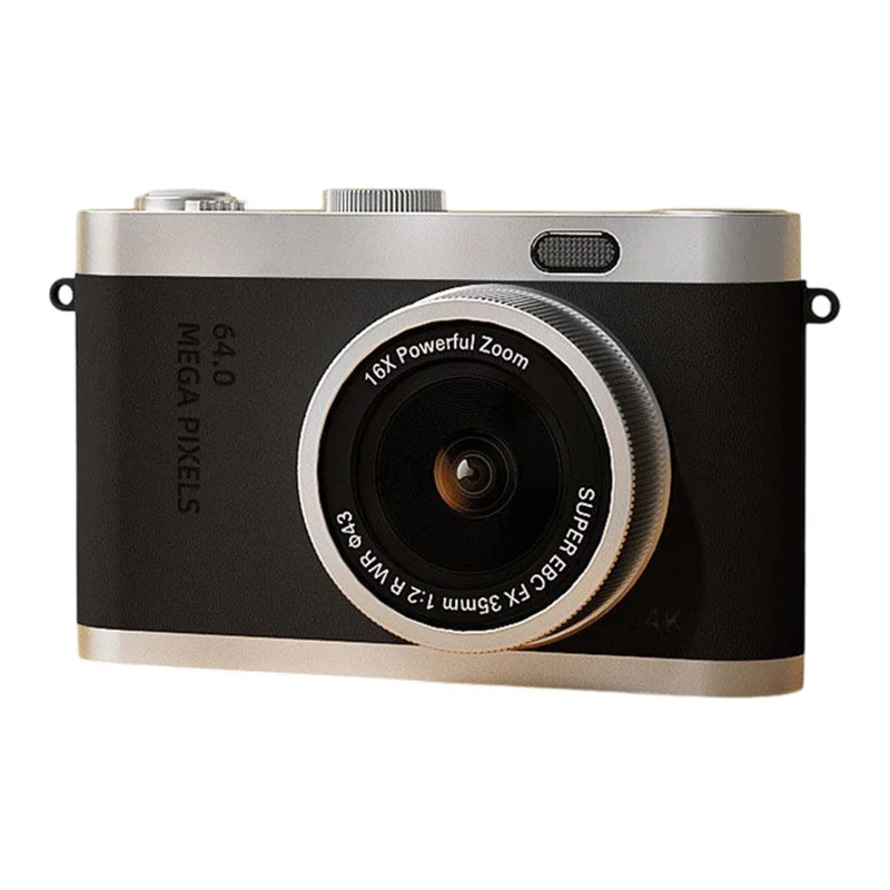 Y03 2,4 tum Digital kamera för studenter Retro CCD fram bakåt HD dubbellins med 32 GB-kort + kortläsare - Svart