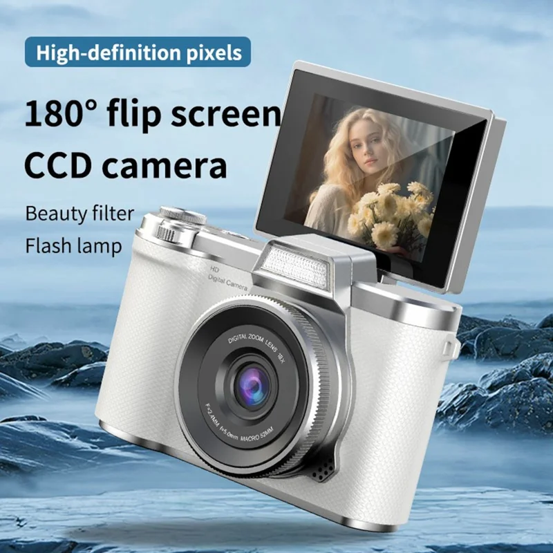 LK-013 2.4 Inch HD Flip Screen Students Digital Camera CCD Video Recording Entry Level Camera - Green
