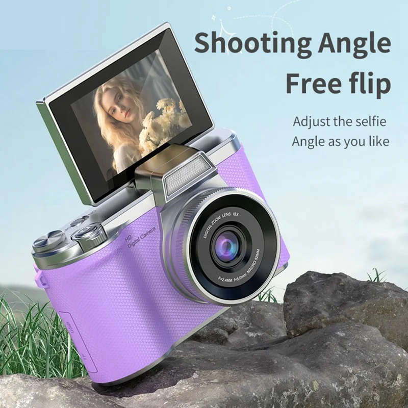 LK-013 2.4 Inch HD Flip Screen Students Digital Camera CCD Video Recording Entry Level Camera - Pink