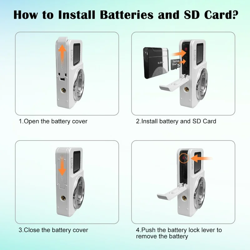 CV04 Portable Digital Camera Dual Screen HD Video Recording CCD Auto Focus Camera - White