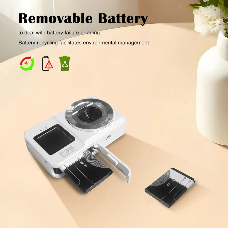 CV04 Portable Digital Camera Dual Screen HD Video Recording CCD Auto Focus Camera with 32G Card + Card Reader - White