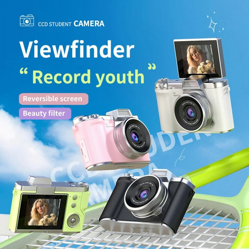 LK-013 2.4 Inch HD Flip Screen Students Digital Camera CCD Video Recording Entry Level Camera with 32G Card - Green