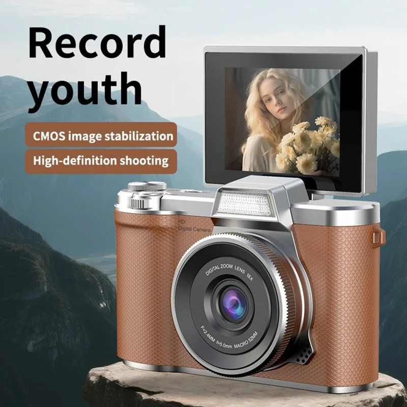 LK-013 2.4 Inch HD Flip Screen Students Digital Camera CCD Video Recording Entry Level Camera with 32G Card - Green