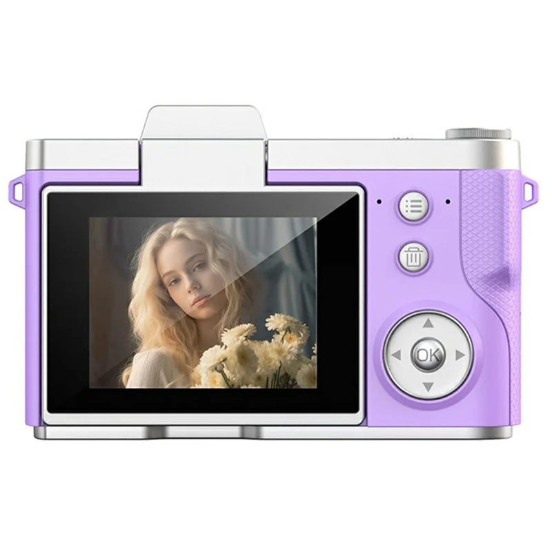 LK-013 2,4 inch HD-klapscherm Digitale Camera voor Studenten CCD Video-opname Instapcamera met 32G Kaart - Paars