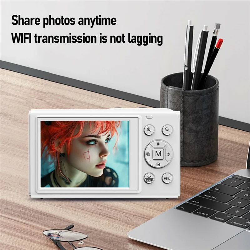 S150 Pro 5K Digital Camera Dual Screen 18X Digital Zoom 80MP WiFi Camcorder with Built-in Flash - White