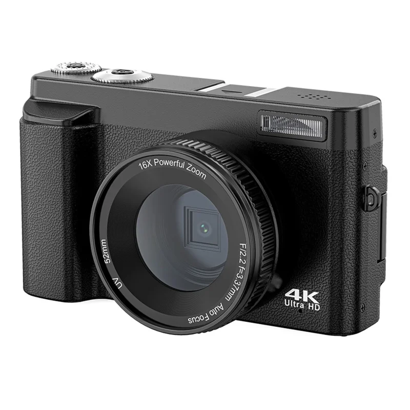 DC101L-AF 4K Digital Camera Home Outdoor Shooting Mirrorless Camera with 32GB Memory Card and Type-C Card Reader - Black