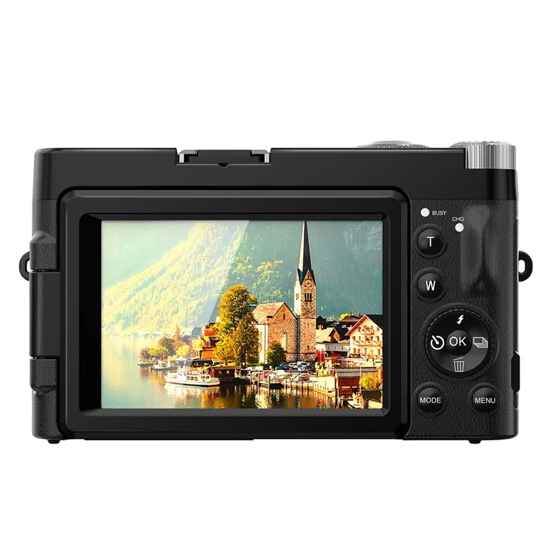 DC101L-AF 4K Digital Camera Home Outdoor Shooting Mirrorless Camera with 32GB Memory Card and Type-C Card Reader - Black