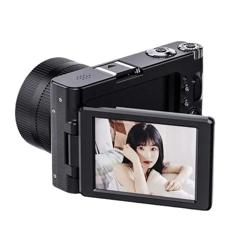 DC101L-AF 4K Digital Camera Home Outdoor Shooting Mirrorless Camera with 32GB Memory Card and Type-C Card Reader - Black