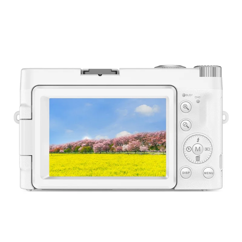 DC101L-AF 4K Digital Camera Home Outdoor Shooting Mirrorless Camera with 32GB Memory Card - White