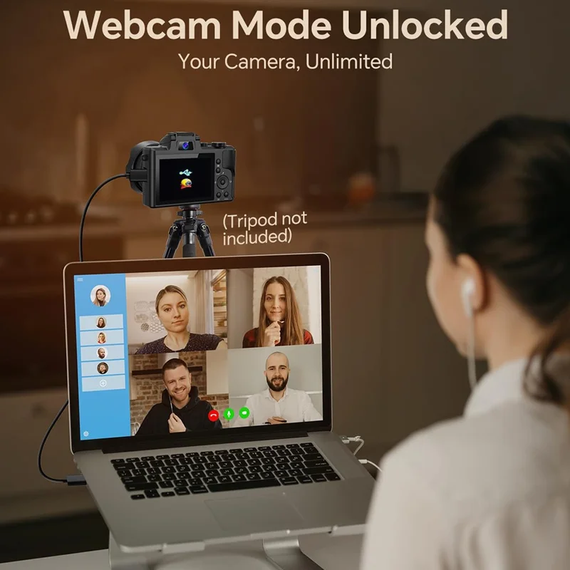 DC226 Students Entry-Level Digital Camera 48MP Sensor 8K HD Video Selfie Camera with 32GB Memory Card - US Plug