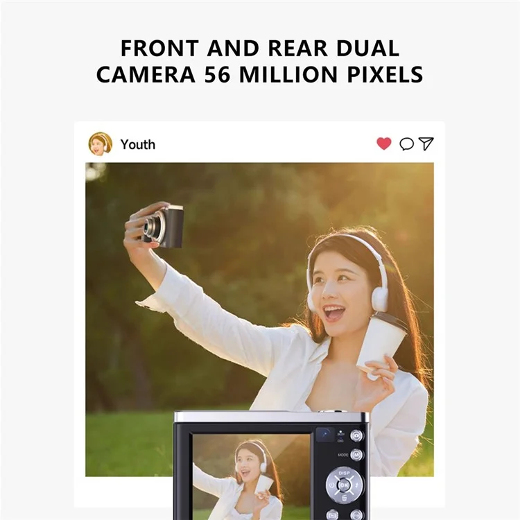 DC305X Digital Camera 5K 56MP Kids Camera 10X Optical Zoom Vlogging Camera for Teens - US Plug
