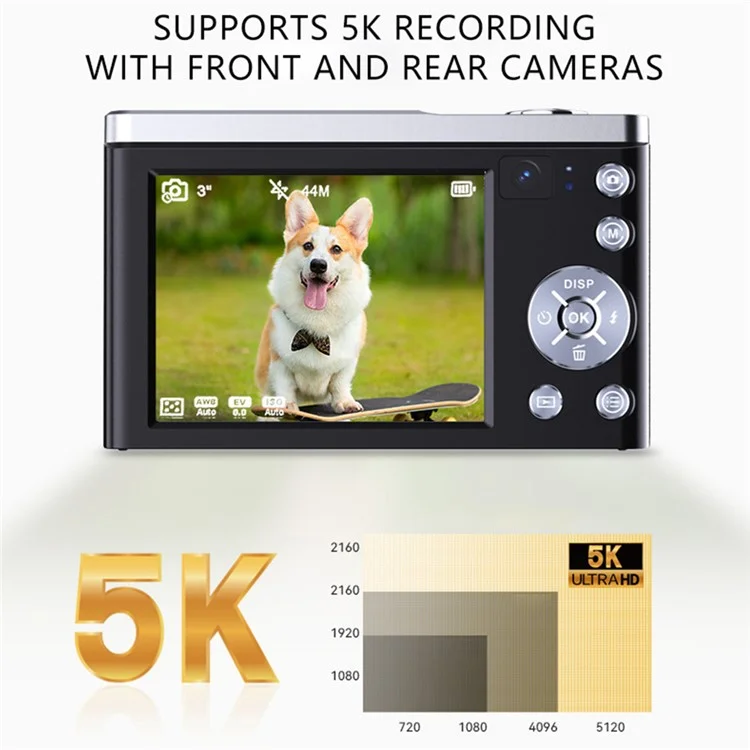 DC305X Digital Camera 5K 56MP Kids Camera 10X Optical Zoom Vlogging Camera for Teens - US Plug