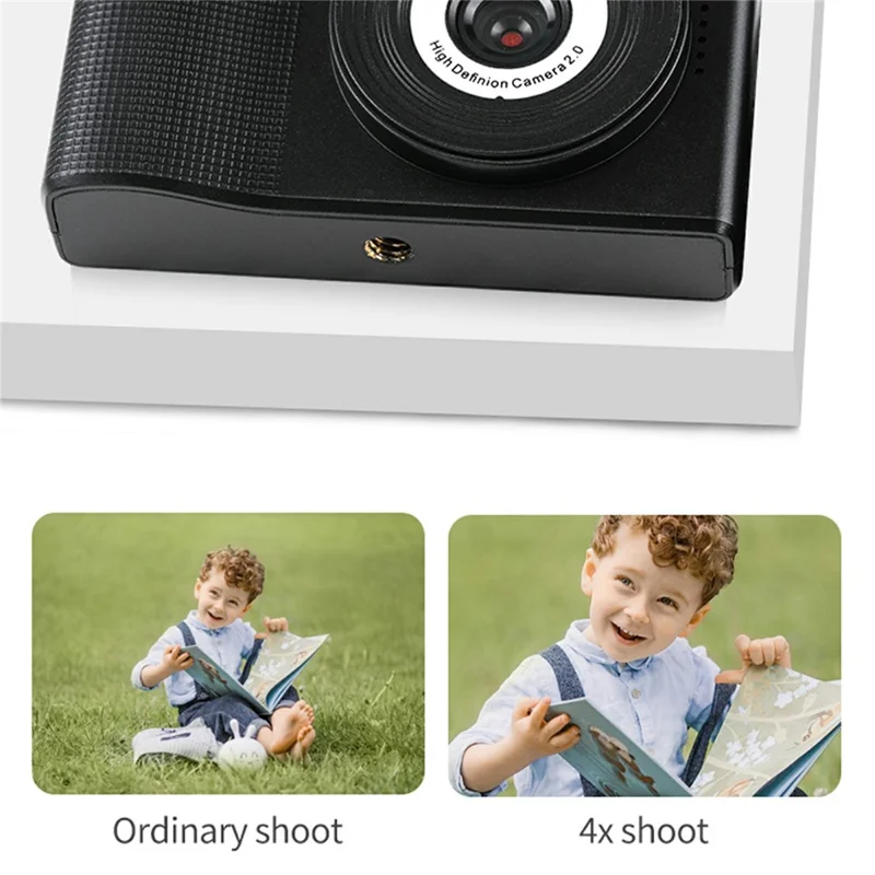 Y1 2.4 Inch Portable Digital Camera Dual HD Lens 4X Digital Zoom Auto Focus 4K Video Recorder - Black
