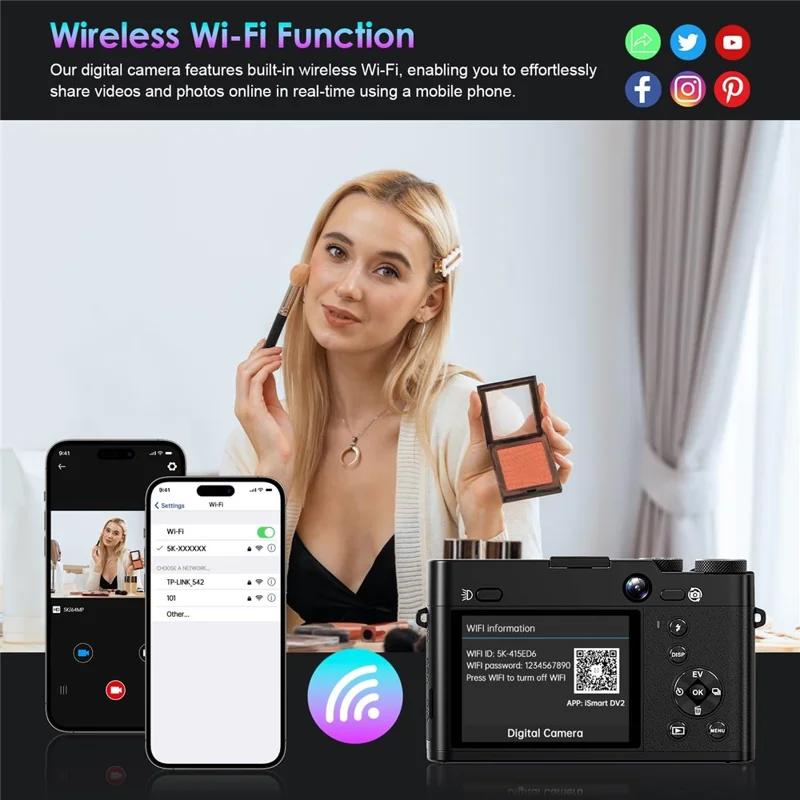 DC205X Videocámara de Doble Objetivo con Zoom Óptico de Alta Definición 5K, Grabadora de Vídeo Digital, con Tarjeta de 64 GB - Enchufe EU
