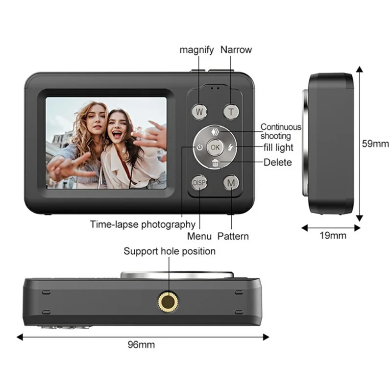 H11 2.4 Inch Portable Digital Camera 16X Digital Zoom HD Video Recording CCD Built In LED Flash - White