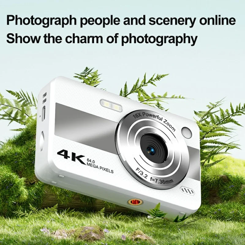 H11 2.4 Inch Portable Digital Camera 16X Digital Zoom HD Video Recording CCD Built In LED Flash, with 32GB Card + Card Reader - White