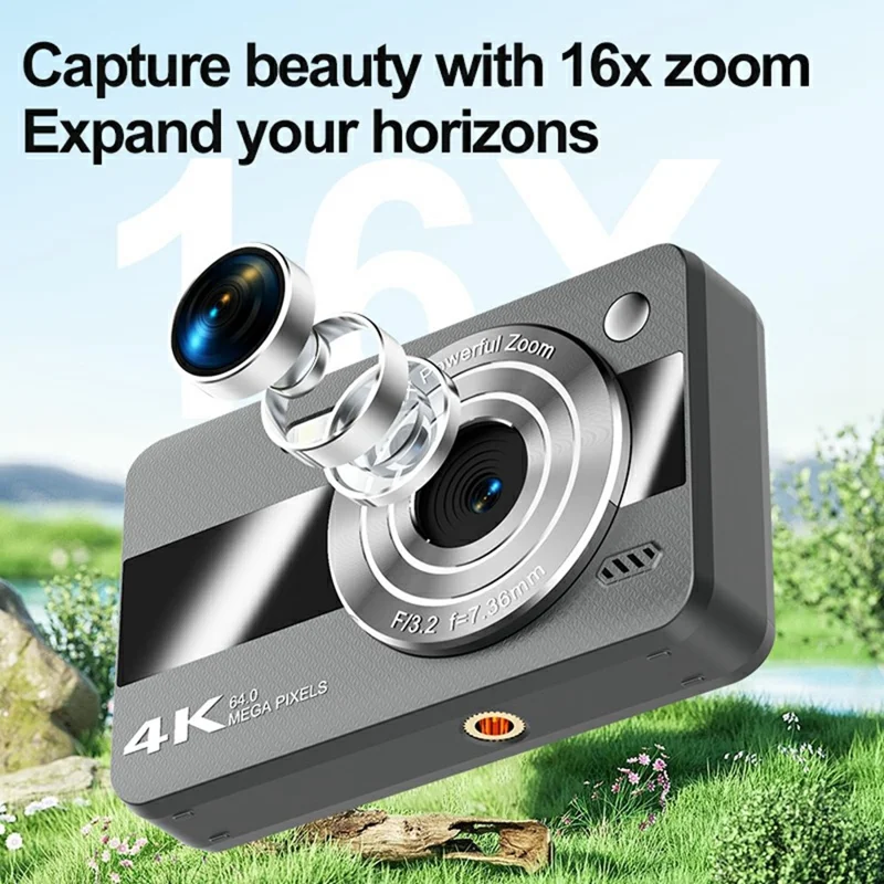 H11 2.4 Inch Portable Digital Camera 16X Digital Zoom HD Video Recording CCD Built In LED Flash, with 32GB Card + Card Reader - White