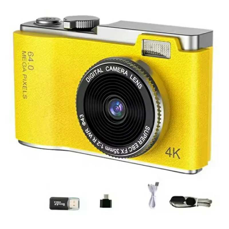 LK-003 2.4 Inch IPS Screen Portable Digital Camera Dual Lens CCD HD Video Recorder Built In Games - Yellow