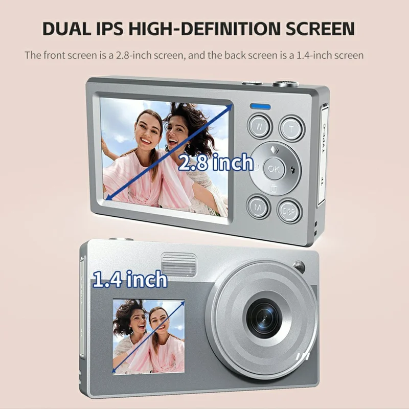 X20 2.8 Inch Front + 1.4 Inch Rear Screen HD Video Recording CCD Built In LED Flash Portable Digital Camera - Grey