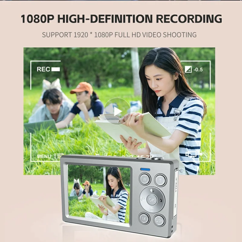 X20 2.8 Inch Front + 1.4 Inch Rear Screen HD Video Recording CCD Portable Digital Camera, with 32GB Card + Card Reader - Grey