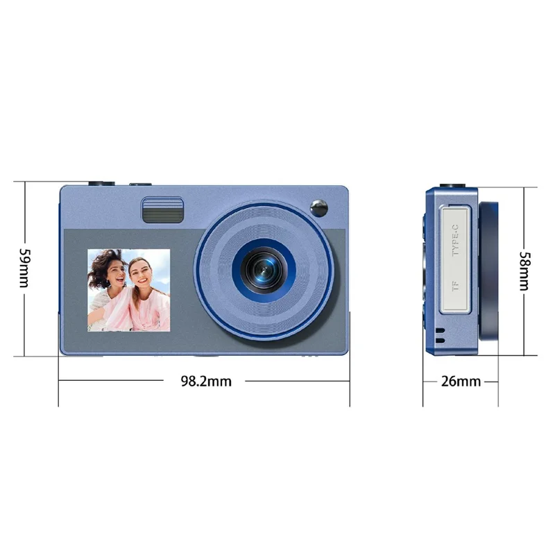 X20 2.8 Inch Front + 1.4 Inch Rear Screen HD Video Recording CCD Portable Digital Camera, with 32GB Card + Card Reader - Grey